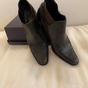 Prada Ankle Boots Dark Brown Leather w/Ankle strap,Italy, Size 39.5- circa 2000.